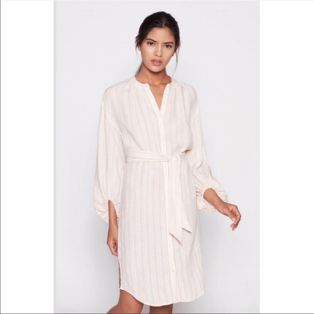 Joie Linen Shirtdress long sleeve size xs stripped